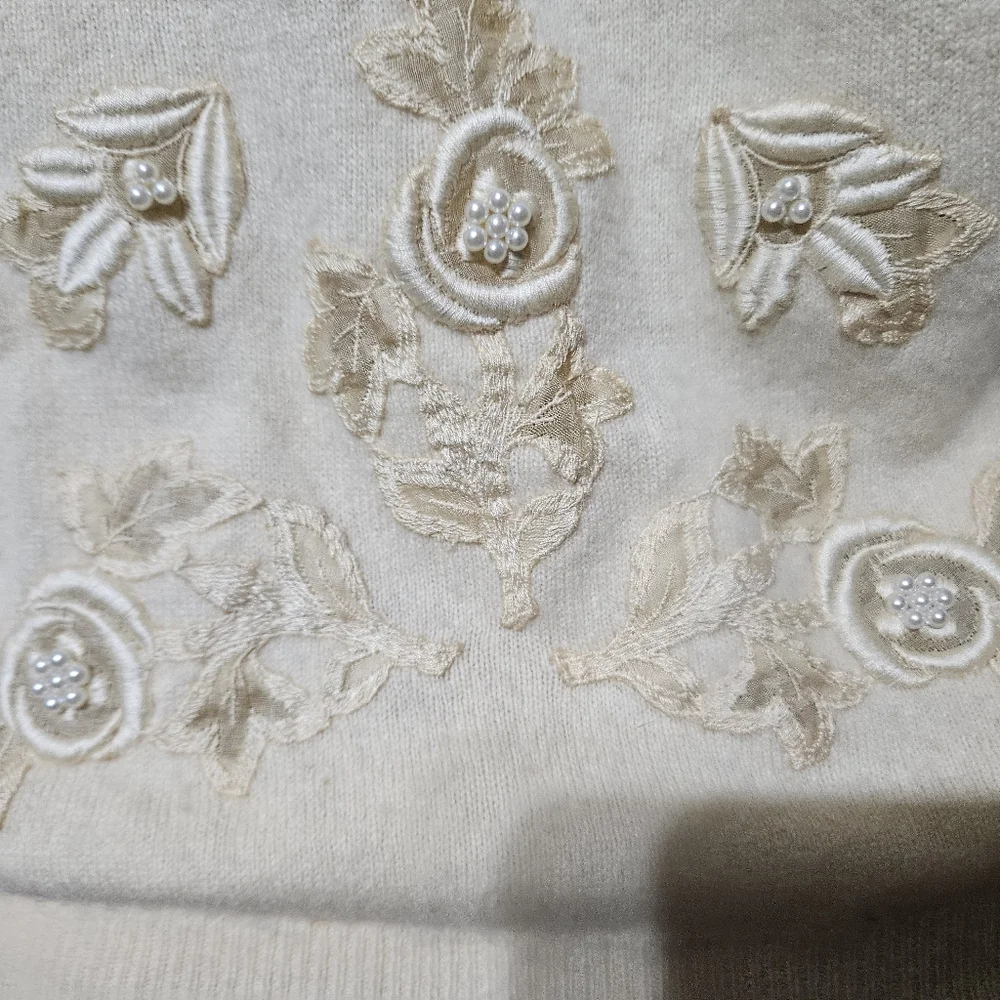 VTG 1950s Berhma Altmann 100% Cashmere And Arctic Fox Collar Sweater Medium? - Picture 5 of 8